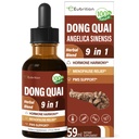 Dong Quai Liquid Supplement for Women, Angelica Sinensis Root Extract Tinture Support Menopauza & PMS Relief, Hot Flash, Herbal Blend Drops with Red Clover Fenugreek. 2oz