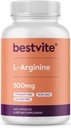 BESTVITE L-arginín 500 mg (240 kapsúl) - bez stearátu horčíka - bez oxidu kremičitého - bez výplne - Non GMO - bez lepidla