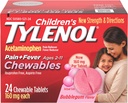 Detské tylenolové žuvačky, acetaminofén na úľavu od bolesti a horúčky, Bubble Gum, 24 ot