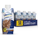Glucerna Protein Inteligentná starostlivosť o cukrovku Shake, Čokoláda, Diabetická náhrada jedla na podporu manažmentu cukru v krvi, 30g Proteín, 150 kalórií, pripravený na pitie, 11-fl-oz fľaša, 12 balenie