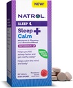 Natrol Sleep + Pokoj Melatonín 6 mg s L- Theanine 50 mg a Botanický Blend, Dietary Supplement for Restful Sleep and a Calm Mind and Body, 60 Raspberry-Flavored Fast Rozpustite tablety, 60 dní