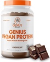 Genius Vegan Protein Powder, Čokoláda - Rastlinné Lean Muscle Building Shake pre mužov a ženy - Pea & Pumpkin Protein Sources - Prirodzene ochutené a sladené - Mliečne a laktózové bez