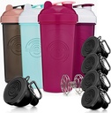 GOMOYO Fitness Bundle - 4-pack fľaštičky na pretrepanie s agitátorom + 5-pack Protein Funnels s karabínou, BPA-free & Dishwasher Trezor
