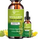 Extra sila 2,000mg Mullein kvapky pre Pľúca, Mullein Leaf Extract Supplement, alkohol bez, vysoká absorpcia, Výkonný a prírodné Vegan Mullein Liquid kvapky pre Pľúcne čistenie, Imunitná podpora