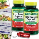 Výber Bundle Jarné údolie Podpora krvného tlaku Vegetariánske kapsule 60 Ct 2 ks (120 celkom) + vitamínový sprievodca & Pill kontajner (4 položky)!