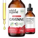 Wild & Organic Cayenne Pepper Tinture - Tráviaca podpora s extraktom kapsaicínu - Cayenne Pepper Tekuté kvapky pre celkové dobre Being - Vegan, Cukor & Alkohol-free - 4 fl oz