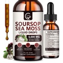 (2 balenia) Soursop Graviola Liquid Drop, Soursop Bitters Multivitamínové kvapaliny s morskou machou a kurkumou, 98% Absorpcia pre podporu buniek a regeneráciu, Immune Boost a pečeň, 1 Fl Oz