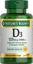 Prírodné Bounty Vitamín D3 5000 IU Softgels, Rýchle uvoľnenie, Imunitná podpora, Vitamín D doplnky, 240 Ct