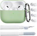 ORNARTO pre AirPods Pro 2 Case, Kompatibilný s AirPods Pro 1./2. generácie, Soft Silikónový kryt s čistiacou súpravou, Ušné špičky Protector & Keychain-Pistachio