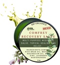 SSF Organics Comfrey Recovery Salve. Organický bylinný balzam pre kosti, svaloviny, kĺby, kolená, koža, opuch a tetovanie starostlivosti. Ručne vyrobený, pomalý. Žiadne chemické výplne.