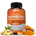 NutriFlair Turmeric Curcumin s zázvorom a BioPeric Black Pepper Supplements, 180 Kapsule - 95% Curcuminoids - Podpora kĺbu, Antioxidant, Anti Aging - Prírodné, Non-GMO, Vegan Najlepšia maximálna potencie