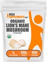 BulkSupplementments.com Organic Lions Mane Musherom Powder - Lions Mane Powder, Mushroom Supplement - Vegan & Gluten Free, 1g per Serving, 500g (1,1 lbs) (Pack of 1)