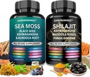 Shilajit a morské machy combo - Sea Moss 3000mg, Black Seed Oil 2000mg, Ashwagandha 2000mg, Shilajit 9000mg, Rhodiola Rosea1000mg,Panax Ginseng1500mg