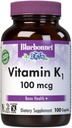 Bluebonnet Vitamín K1 100 μg podporuje zdravie kostí - Fylochinón Crystalline Vitamín K doplnok - non-GMO, Košer Certified, Gluten-free, Dairy-Free - 100 Vegan Caplets