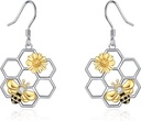 LUHE Bee náušnice pre ženy 925 Sterling Silver Bumble náušnice s medonosnou včelou medonosnou včelou Dangle darčeky pre ženy