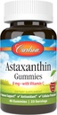 Carlson - Astaxantínové Gummy, s vitamínom C, Imunitná podpora, Antioxidant, zdravie srdca, non-GMO, Cherry Flavor, 46 Vegetariánske Gummy