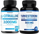 L Citruline Supplement (240 gróf) L Arginín a oxid dusnatý - Vytrvalosť, Vytrvalosť, Výkon pre tréningy a Turkesterone (120 gróf) Atletický výkon a svalová hmota Podpora - Vegan & USA Made
