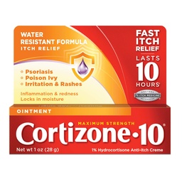 Cortizone 10 Maximálna sila Masť 1 oz., 1% Hydrokortizón Masť na zmiernenie svrbenia - balenie máj
