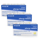 MJOR 4 Mg Alergické tablety - Chlorfeniramín Maleát 4-hodinová alergia liek - Antihistaminikum pre úľavu sipotu, svrbenie vodnaté oči, svrbenie hrdla, a Runny Nose - 100 Počet (3 balenia)