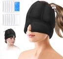 Migraine Ice Head Pack - Bolesť hlavy Relief Cap s studenou kompresiou, Chladenie Gél Cap pre Sinus Relief, tvár studená kompresná hlava Kryt pre napätie, Stres a Hangover Relief [čierna]