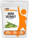 BulkSupplements.com Okrový extrakt prášok - Okra doplnok, Zdroj vlákniny, bylinné doplnky - Vegan & Gluten Free, 500mg per Serving, 100g (3,5 oz) (Pack of 1)