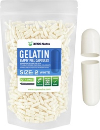 XPRS Nutra Veľkosť 2 prázdne Kapsule - 1000 Počet prázdnych želatíny Kapsule - Tabletky DIY Kapsule Plnenie - Pure Bovine Pill Gel Caps pre Do-It-Tvoje vlastné doplnky (biela)