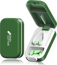 Pilulky Cutter pre malé alebo veľké pilulky &Tablet vitamíny dizajn v USA. s odnímateľným Silikónový vankúšik a bezpečnostné pracky dizajn ľahko otvoriť.(Olive)