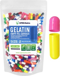 XPRS Nutra Veľkosť 2 prázdne kapsule - 500 Počet prázdnych želatíny Kapsule - Tabletky DIY Kapsule Plnenie - Pure Bovine Pill Gel Caps pre Do-It-Ty sám Doplnky (viac farieb)