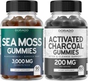 Irish Sea Moss (90 Gummies) Raw Seamoss for Thyroid, Energy & Immune Support and Activated Charcoal (60 Gummies) Healthy Detox & Cleans Support - Formulated from Organic Coconut Shells - Made in USA