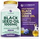 PurePremium Black Seed Oil 500mg - Organic Nigella Sativa Seeds, Cold Pressed Black Cumin Oil Extract - Vlasy / Skin Supplement pre mužov / Ženy balenie 90 kapsúl