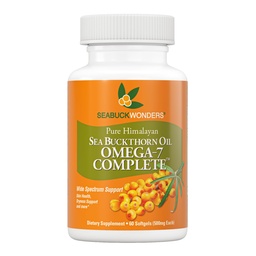 Seabuckwonders Organic Sea Buckthorn Oil, Omega-7 Complete Softgels, 60 Gróf, s Omega 3, 6 & 9, podporuje vlasy, koža a nechty zdravie, 1000mg na obsluhu
