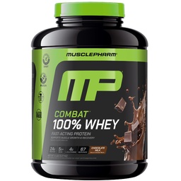 MusclePharm Combat 100% Srvátkový proteín prášok, čokoládové mlieko, rýchle zotavenie a svalový zisk s srsťou izolát, vysoký proteínový prášok pre ženy a mužov, bez lepku, 5lb, 67 Servisov