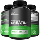 Mikronizované Kreatinové monohydráty Kapsule, Keto Friendly, 5000 mg, 180 Kapsule, Kreatín Monohydrát Tabletky tretej strany testované, vyrobené v USA, Non-GMO, Gluten zadarmo, Vegan Safe