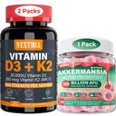 Vitamín D3 20 000 IU + K2 (MK7) 200mcg Softgels + Akkermansia Probiotiká Gummy s prebiotikami Fiber