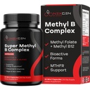 Metylované B komplexné vitamínové doplnky - bioaktívny metyl B komplex s 5- MTHF metyl folátom & B12 metylkobalamín pre energiu mozgového srdca a podporu homocysteínu - Super vitamín B komplex (30 počet)