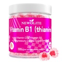Vitamín B1 Gummies Žuvateľný tiamín 500 mg & vitamín B3 & vitamín C, bez cukru - Non GMO,Vegan,Prírodná broskyňová príchuť - Tiamín B1 doplnok pre dospelých a deti