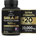 Himalayan Shilajit Supplement, 60 Kapsule, Extract Powder, 60% Fulvic Acid, 85+ Trace Minerals, Energy & Immune Support Shilajit for Men & Women, Alternative to Authentic Resin or Pills USA Made