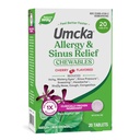 Nature's Way Alergy+Sinus Relief Chewables, Umcka, Kýchanie*, Runny Nose*, Bolesť hlavy*, Kašeľ, Kongescia, Bez fenylefrín, Non-Drowsy, Cherry Ochutené, 20 Žuvacie tablety (Packaging May Vary)