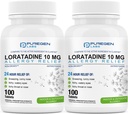 Puregen Labs Allergy Relief, Loratadine 10mg, 100 Tablets 24 Hodina Non-Drowsy Antihistaminika Alergy Medicine for Runny Nose, Sipot, Svrbenie, Vodnaté oči (2)