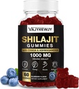 1000 MG Shilajit Gummies, Organic Shilajit Gummies with 85+ Trace Minerals, Fulvic Acid, Shilajit for Men & Women, Shilajit Resin, Shilajit Himalayan Organic for Energy, Brain, Imunity, 60 Count