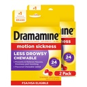 Dramamine Chewable Menej Drowsy, Motion Disease Relief, Malinová krémová chuť, 12 Počet, 2 Balenie