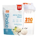 310 Nutrition All-in-One Replacement Shake Powder w/Shaker Cup Starter Kit - High Protein Fiber Rich Vegan Superfood Blend - bez cukru, Keto & Paleo Friendly, Low Carb - Vanilla Creme 28 srv