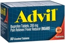 Advil Pain Reliever/ Fever Reducer, 200 mg, 50 obalených tabliet.