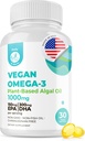 DR. MORITZ Vegan Omega-3 Softgels pre dospelých a deti, vyrobené z Algae olej s DHA EPA, Malé Algae Omega 3 doplnky, Vegan, 30 Počet