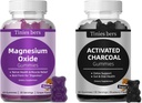 Aktivované Charcoal Gummies 400mg, Oxid horečnatý Gummies 500mg Bez cukru pre dospelých & Deti, Rýchlejšie čistenie, Detox, Relief plynu, Gut & Orálne zdravie, Najlepšie Mg Form pre 