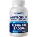 Acetylcholín, Alpha GPC Choline 600 mg + Bacopa, lepšie ako každý sám. Spoľahlivý acetylcholín (podporuje pamäť a učenie) Supplement, 60 kapsúl