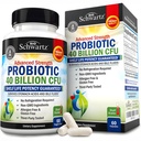 BioSchwartz Daily Probiotic Nutritional Supplement - 40 miliárd CFU pre zdravie Gut - Probiotiká pre mužov a ženy - Tráviace zdravie s Astragalusom a Lactobacillus - Server Stable - 60 Počet