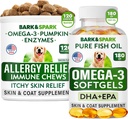 Alergická úľava + Omega 3 Bundle - Anti-svrbenie kože & Coat doplnok + kožné alergie - Omega 3 Rybí olej + EPA& DHA mastné kyseliny - svrbenie&Paw Licking + Spoločné zdravie - 120 Žuvačky + 180 Softgels - Made in USA
