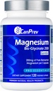 CanPrev Magnézium Bis-Glycinate Gentle 200mg, 120 V-Caps 120-Day Supplement - Pure Elemental Magnézium Supplement, podporuje kostné a svalové funkcie, Gentle on Žalúdok, Perfect for Daily Magnézium needs