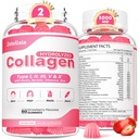 2 balenia Kolagén Gummy pre ženy Muži, Hydrolyzovaný kolagén Peptid typu I,II,III,V,X s biotínom, Vitamín C A B D E pre kožné vlasové nechty J0ints, Imunity Energy Digestion, bez cukru, 120 Počet